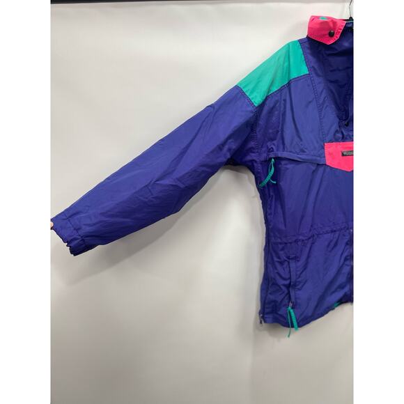 VTG Columbia Anorak 1/4‎ Zip Pullover Jacket Mens Large Purple Aqua Retro Ski - Picture 9 of 9